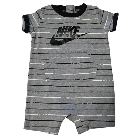Nike Other - Nike Kids Activewear Dri-fit Baby Romper Onesie Gray & Black Striped Boys 3m